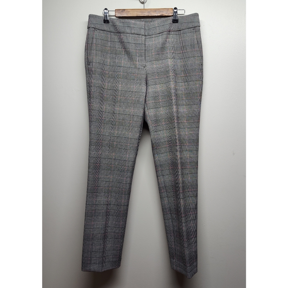 Ann Taylor Factory Dress Pants Women Size 10 Black White Straight Leg Workwear